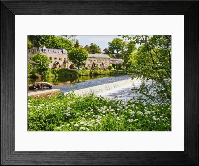 Framed Print : View of the weir on the River Wharfe at Boston Spa, West Yorkshire, England, UK Framed Print : View of the weir on the River Wharfe at Boston Spa, West Yorkshire, England, UK
