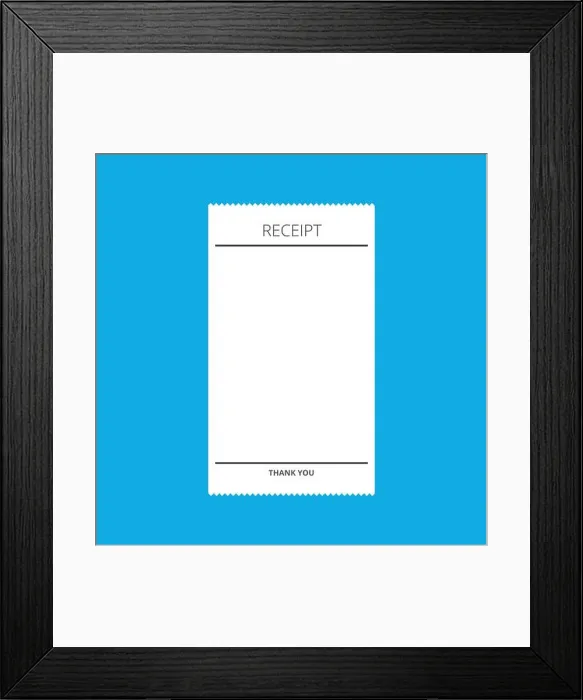 Framed Print : Receipt paper template on blue background. Isolated Vector Illustration Framed Print : Receipt paper template on blue background. Isolated Vector Illustration