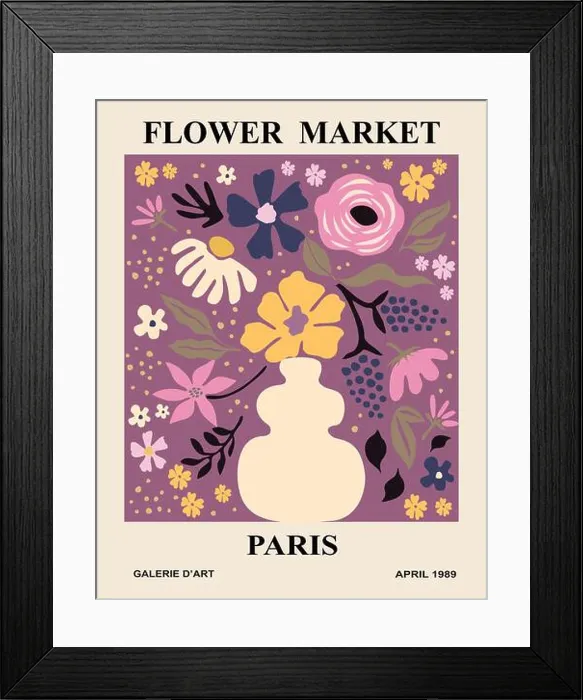 Framed Print : Abstract poster Flower Market Print Paris vector Framed Print : Abstract poster Flower Market Print Paris vector