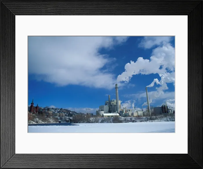 Framed Print : The paper mill in Berlin NH Androscoggin River Northern Forest Framed Print : The paper mill in Berlin NH Androscoggin River Northern Forest
