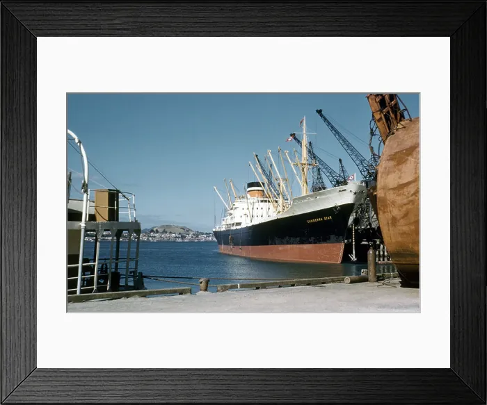 Framed Print : Refrigerated cargo Liner SS Canberra Star berthed at Auckland NZ in1958 Framed Print : Refrigerated cargo Liner SS Canberra Star berthed at Auckland NZ in1958