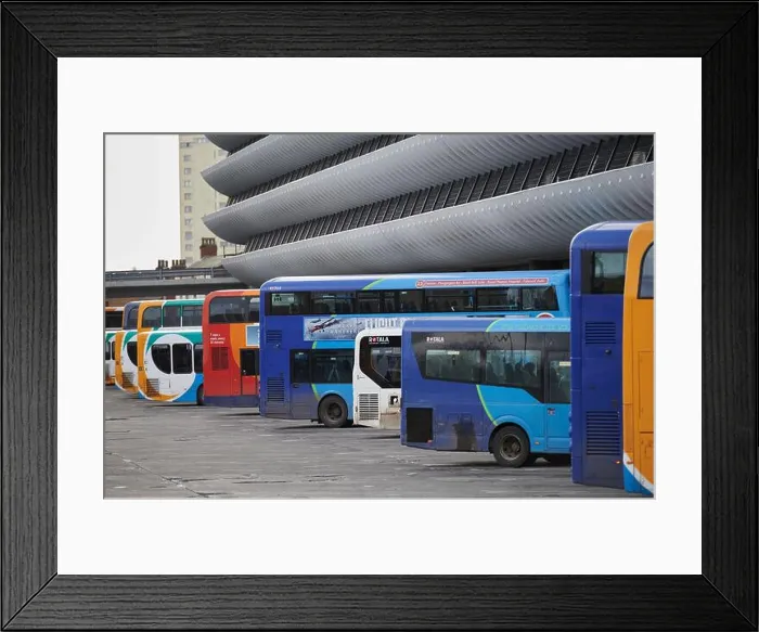 Framed Print : Preston Bus Station and Car Park, a celebrated brutalist architecture designed building in Preston, Lancashire, UK