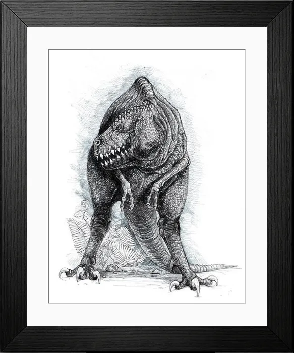 Framed Print : Tyrannosaurus rex drawing. Dinosaur hand made illustration. Ancient dragon. T-rex Framed Print : Tyrannosaurus rex drawing. Dinosaur hand made illustration. Ancient dragon. T-rex
