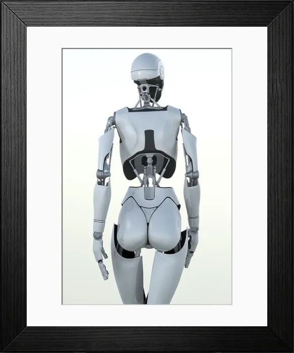 Framed Print : Female humanoid robot mid walk stride Framed Print : Female humanoid robot mid walk stride