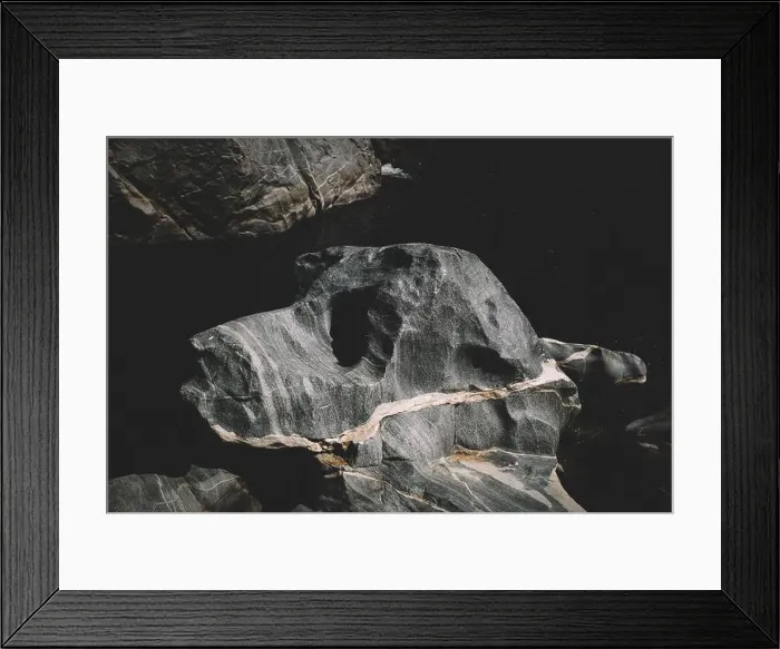 Framed Print : Dark Rocks and Watery Shadows in the Afternoon Sun Framed Print : Dark Rocks and Watery Shadows in the Afternoon Sun