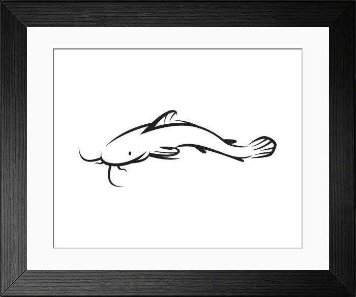 Framed Print : Swimming Catfish, Clarias and Lele Illustration with Silhouette Style Vector Framed Print : Swimming Catfish, Clarias and Lele Illustration with Silhouette Style Vector