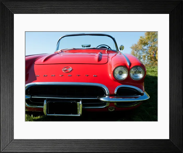 Framed Print : Front view of a 1962 Chevrolet Corvette convertible Framed Print : Front view of a 1962 Chevrolet Corvette convertible