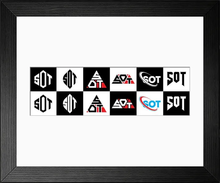 Framed Print : SOT letter logo design in six style Framed Print : SOT letter logo design in six style