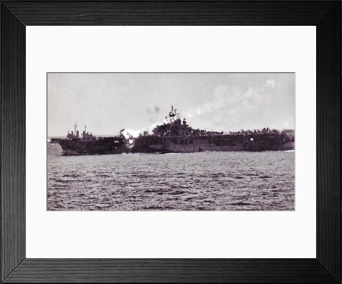 Framed Print : Japanese kamikaze pilot crashes into the USS Essex 1944 Framed Print : Japanese kamikaze pilot crashes into the USS Essex 1944