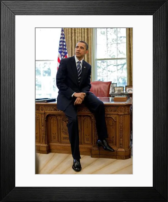 Framed Print : President Barack Obama leans against the Resolute Desk in the Oval Office, April, 30, 2010 Framed Print : President Barack Obama leans against the Resolute Desk in the Oval Office, April, 30, 2010