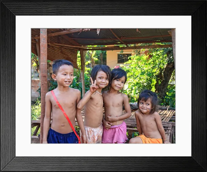 Framed Print : Young children in a small, rural village near Siem Reap, Cambodia Framed Print : Young children in a small, rural village near Siem Reap, Cambodia