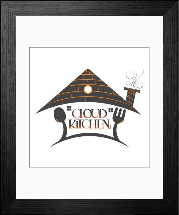 Framed Print : Cloud kitchen text logo, cloud kitchen text kitchen symbol creative typography, vector the cloud kitchen Framed Print : Cloud kitchen text logo, cloud kitchen text kitchen symbol creative typography, vector the cloud kitchen
