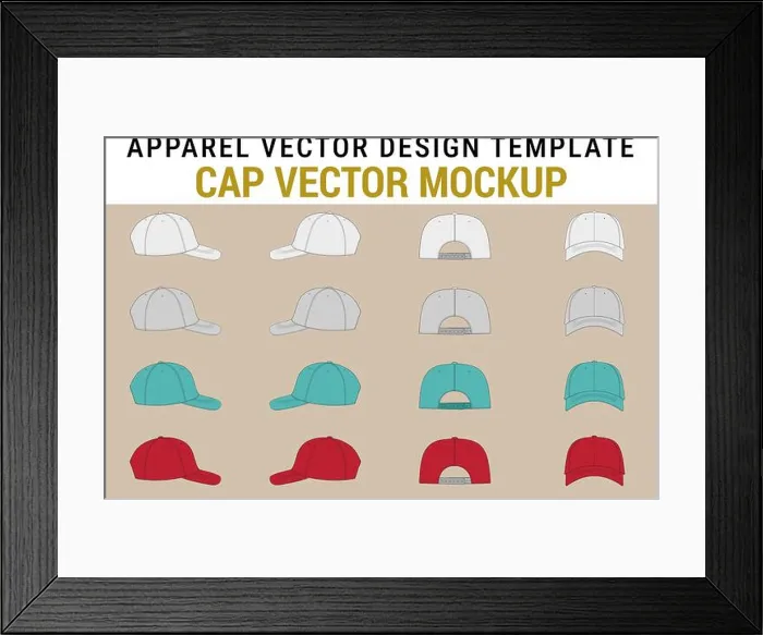 Framed Print : Streetwear Blank Baseball Cap Mockup Breathable Hats Vector Bundle Streetwear Technical Draw Hat Mockup Vector Tech Framed Print : Streetwear Blank Baseball Cap Mockup Breathable Hats Vector Bundle Streetwear Technical Draw Hat Mockup Vector Tech
