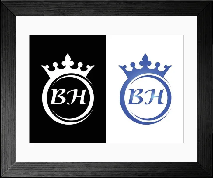 Framed Print : king crown letter alphabet BH for company logo icon design Framed Print : king crown letter alphabet BH for company logo icon design