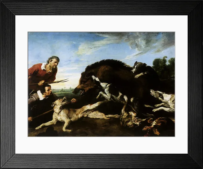 Framed Print : Wild Boar Hunt, Snyders, Frans, 1630 Framed Print : Wild Boar Hunt, Snyders, Frans, 1630