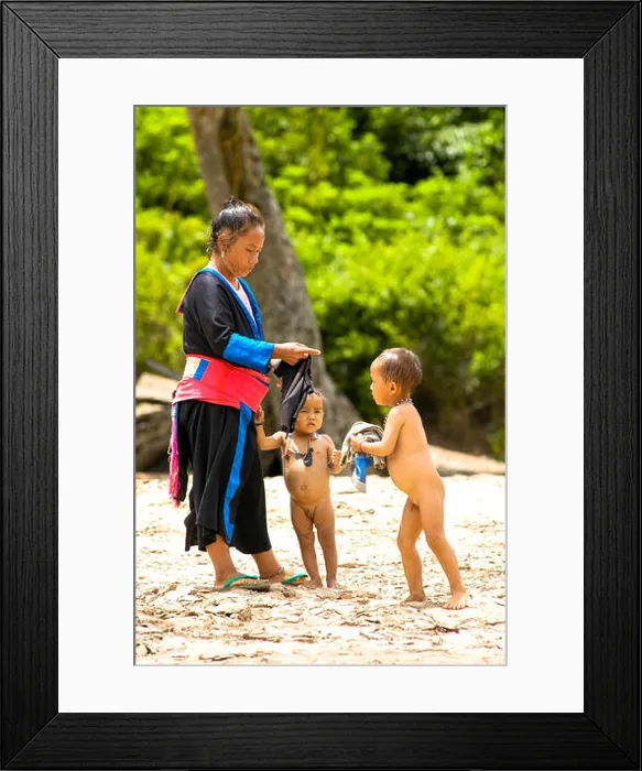 Framed Print : woman and children of loum tribe in laos Framed Print : woman and children of loum tribe in laos
