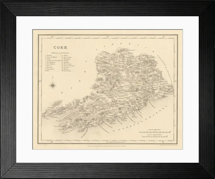 Framed Print : COUNTY CORK antique map for LEWIS by CREIGHTON & DOWER - Ireland 1837 old Framed Print : COUNTY CORK antique map for LEWIS by CREIGHTON & DOWER - Ireland 1837 old