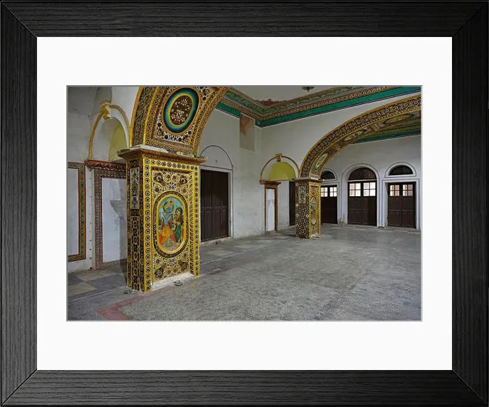 Framed Print : Colourful glass work on a pillar Framed Print : Colourful glass work on a pillar