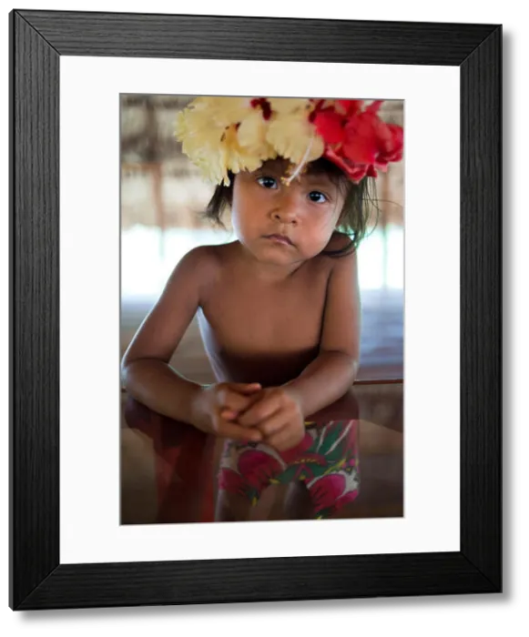 Framed Print : Portrait of native child embera in the village of the Native Indian Embera Tribe Framed Print : Portrait of native child embera in the village of the Native Indian Embera Tribe