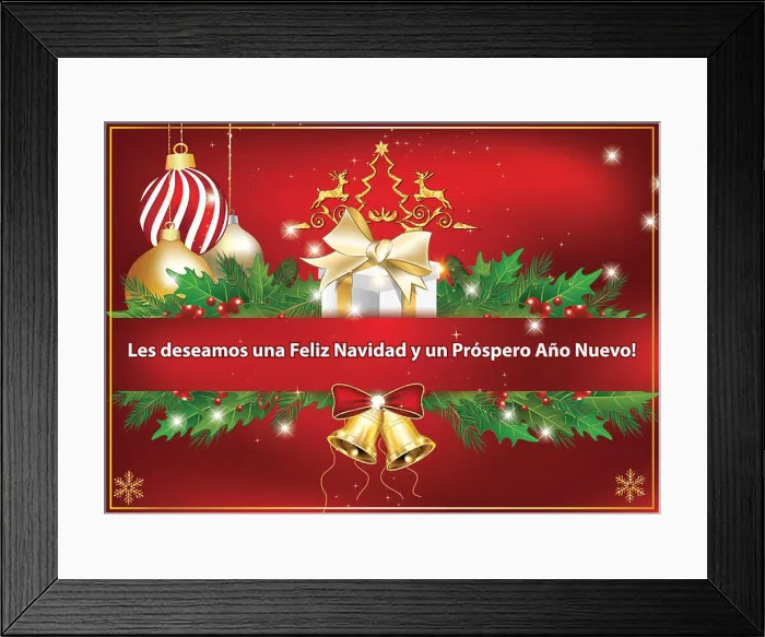 Framed Print : Los deseamos una Feliz Navidad y próspero Año Nuevo.Tarjeta de felicitación. Colores de impresión usados Framed Print : Los deseamos una Feliz Navidad y próspero Año Nuevo.Tarjeta de felicitación. Colores de impresión usados