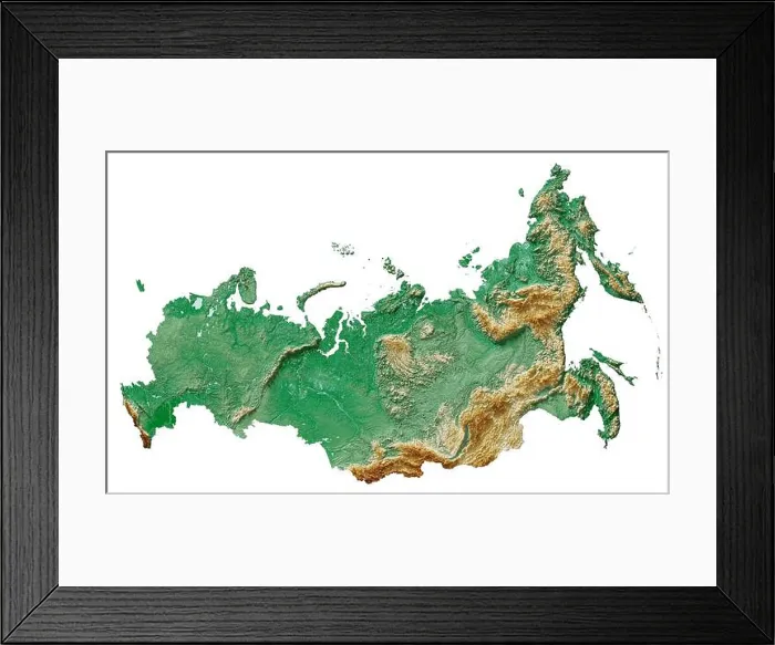 Framed Print : Russia. A highly detailed 3D rendering of a shaded relief map with rivers and lakes Framed Print : Russia. A highly detailed 3D rendering of a shaded relief map with rivers and lakes