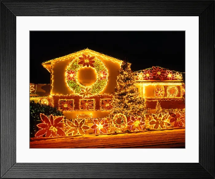 Framed Print : Home decorated with Christmas lights and decorations Billings Montana USA Property Release Framed Print : Home decorated with Christmas lights and decorations Billings Montana USA Property Release