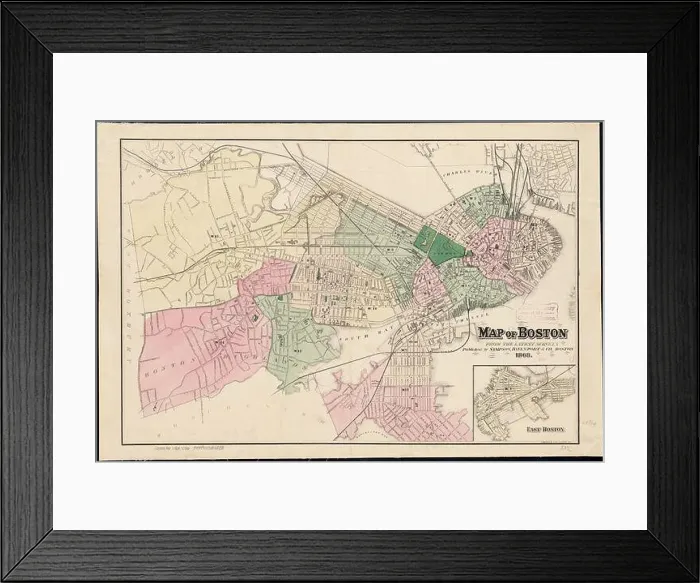 Framed Print : Map of Boston from the latest surveys Framed Print : Map of Boston from the latest surveys