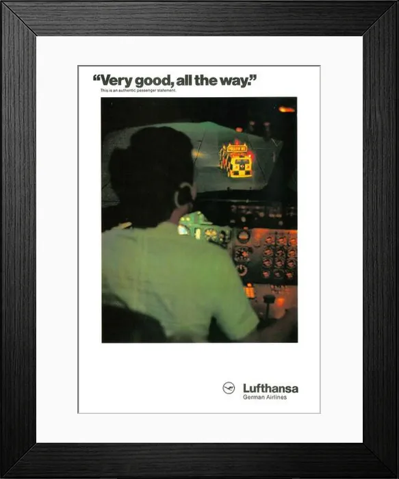Framed Print : Lufthansa advert in a magazine 1980 Framed Print : Lufthansa advert in a magazine 1980