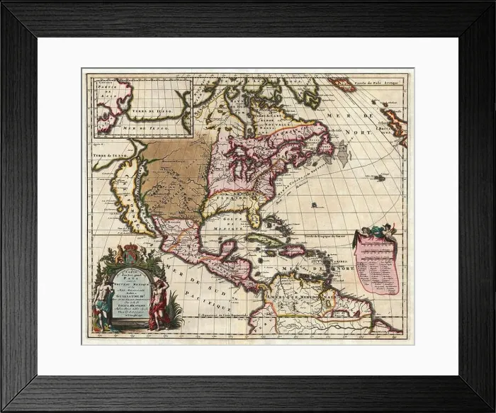 Framed Print : Hennepin's Map of North America, 1698 Framed Print : Hennepin's Map of North America, 1698