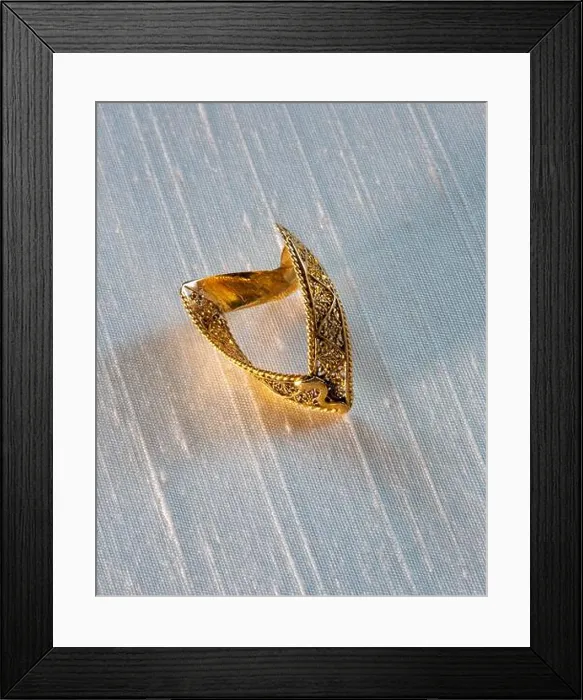 Framed Print : 14k Yellow Gold African V-Shape Ring Chevron Design Framed Print : 14k Yellow Gold African V-Shape Ring Chevron Design