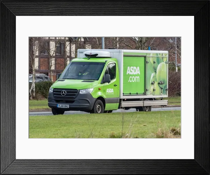 Framed Print : Asda grocery store delivery van at work during lockdown Framed Print : Asda grocery store delivery van at work during lockdown