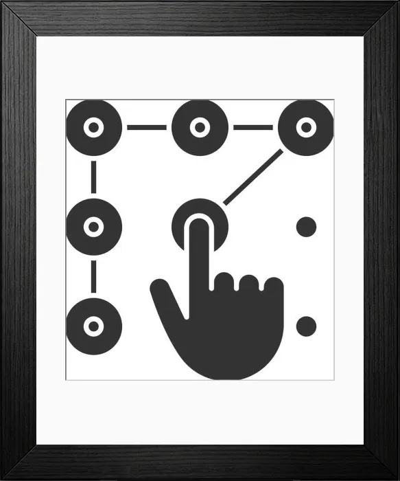 Framed Print : Lock pattern glyph icon. Silhouette symbol Framed Print : Lock pattern glyph icon. Silhouette symbol