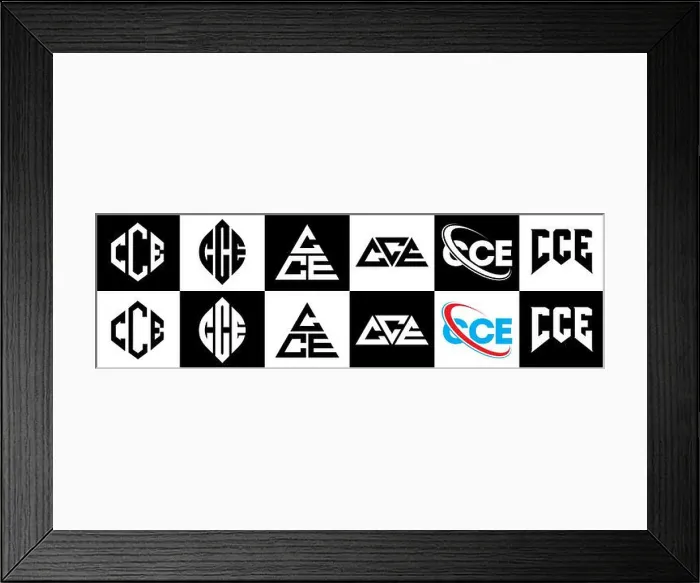 Framed Print : CCE letter logo design in six style Framed Print : CCE letter logo design in six style