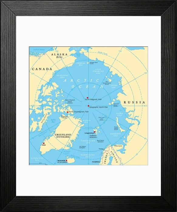 Framed Print : Geographic position of the North Pole of the Earth Framed Print : Geographic position of the North Pole of the Earth