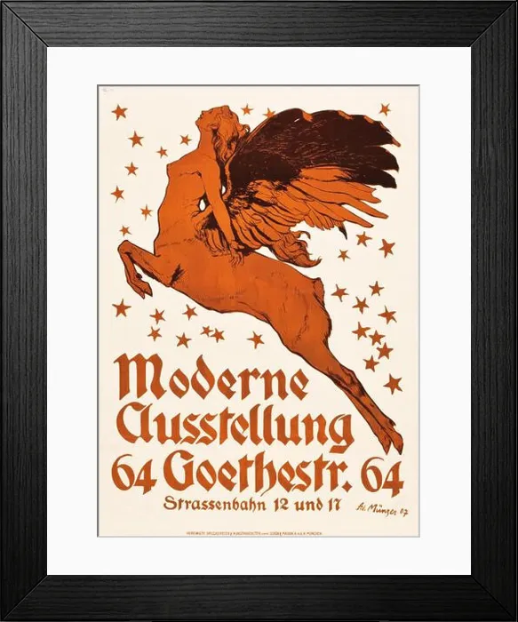 Framed Print : Vintage poster - Adolf Munzer 'Modern Exhibition - Moderne Ausstellung' (1907). German Poster feat a Centaur with wings Framed Print : Vintage poster - Adolf Munzer 'Modern Exhibition - Moderne Ausstellung' (1907). German Poster feat a Centaur with wings