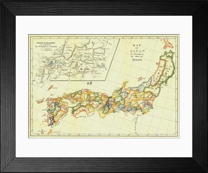 Framed Print : Map of Japan in Provinces in time of Iyeyasu Framed Print : Map of Japan in Provinces in time of Iyeyasu