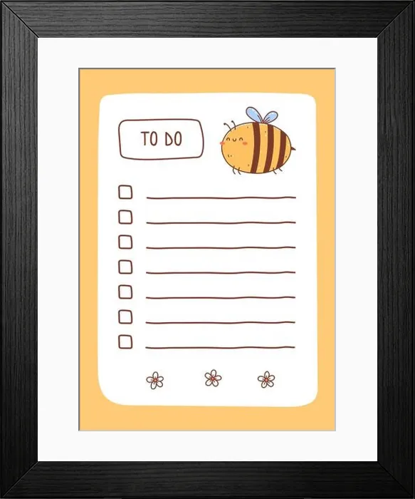 Framed Print : To do list template decorated by kawaii bee and flowers Framed Print : To do list template decorated by kawaii bee and flowers