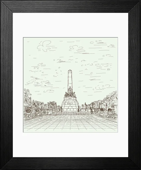 Framed Print : hand drawn illustration of Philippines famous destination Jose Rizal monument at Luneta park, Manila Framed Print : hand drawn illustration of Philippines famous destination Jose Rizal monument at Luneta park, Manila