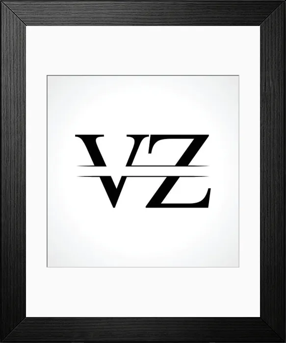Framed Print : Creative Letter VZ Logo Vector Template With Black Color. VZ Logo Design Framed Print : Creative Letter VZ Logo Vector Template With Black Color. VZ Logo Design