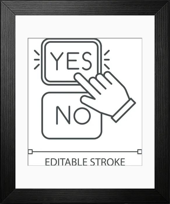 Framed Print : Choose option linear icon. Yes and no buttons Framed Print : Choose option linear icon. Yes and no buttons