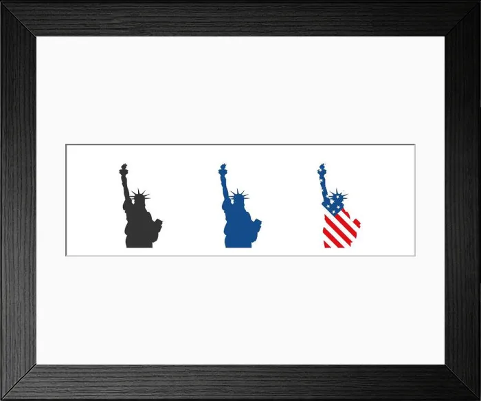 Framed Print : The Statue of Liberty. Set icon. USA flag. Vector in flat style Framed Print : The Statue of Liberty. Set icon. USA flag. Vector in flat style