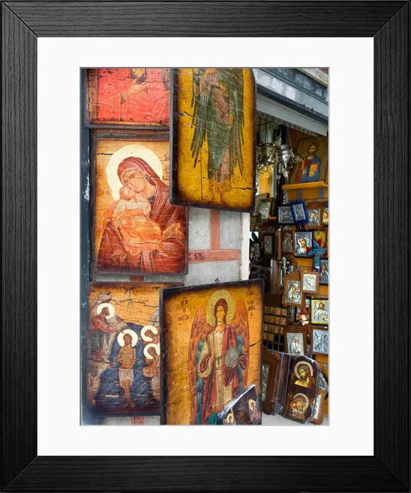 Framed Print : orthodox icons in a shop