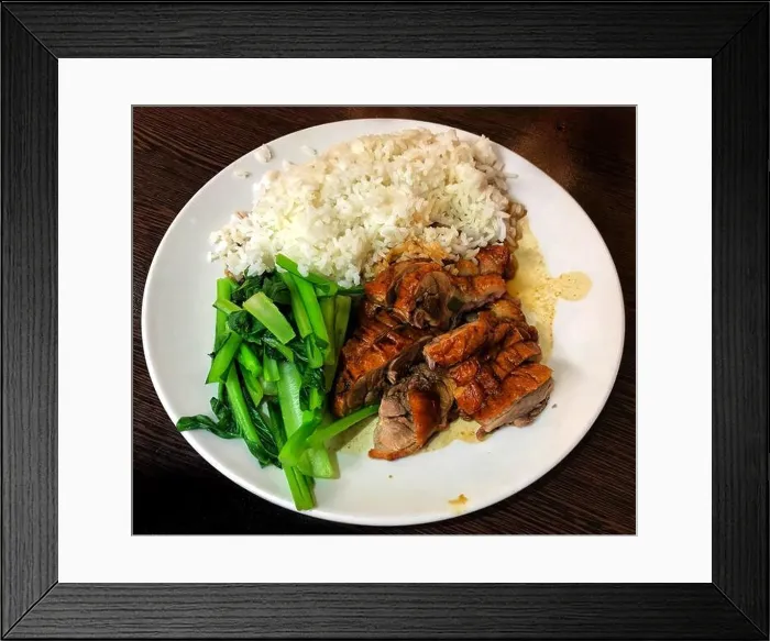 Framed Print : Cantonese roast duck with rice and vegetables Framed Print : Cantonese roast duck with rice and vegetables