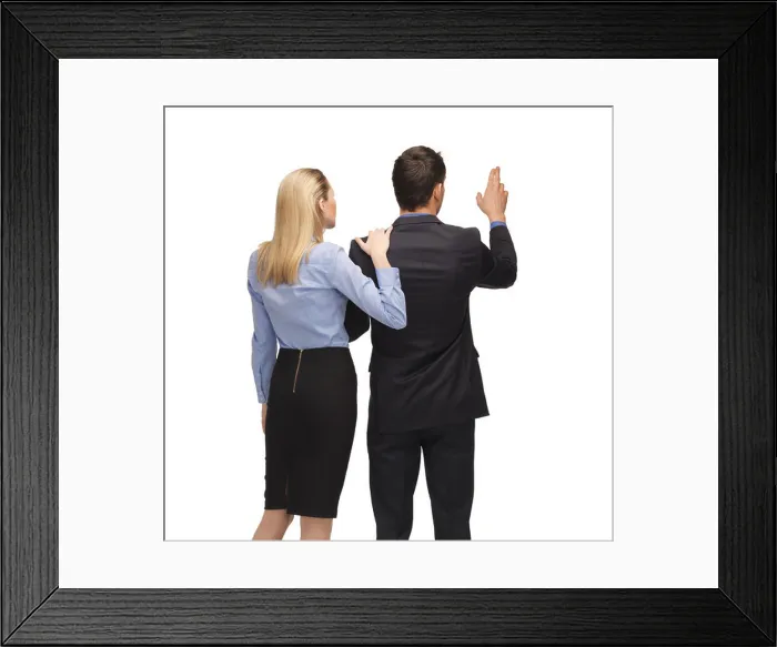 Framed Print : man and woman working with something imaginary Framed Print : man and woman working with something imaginary