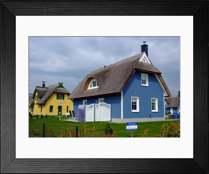 Framed Print : Lovely cottages with thatched roof - Europe Germany Baltic Sea Isle of Ruegen