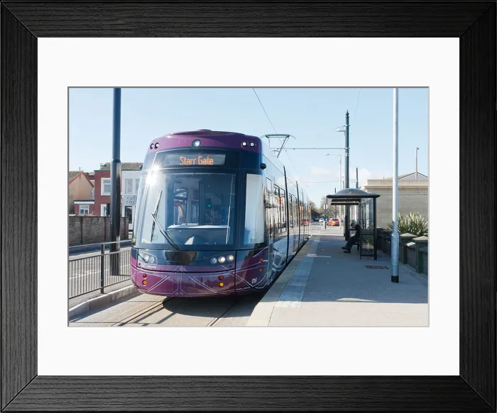 Framed Print : Fleetwood - Lancashire, England with a Blackpool tram waiting to depart Framed Print : Fleetwood - Lancashire, England with a Blackpool tram waiting to depart