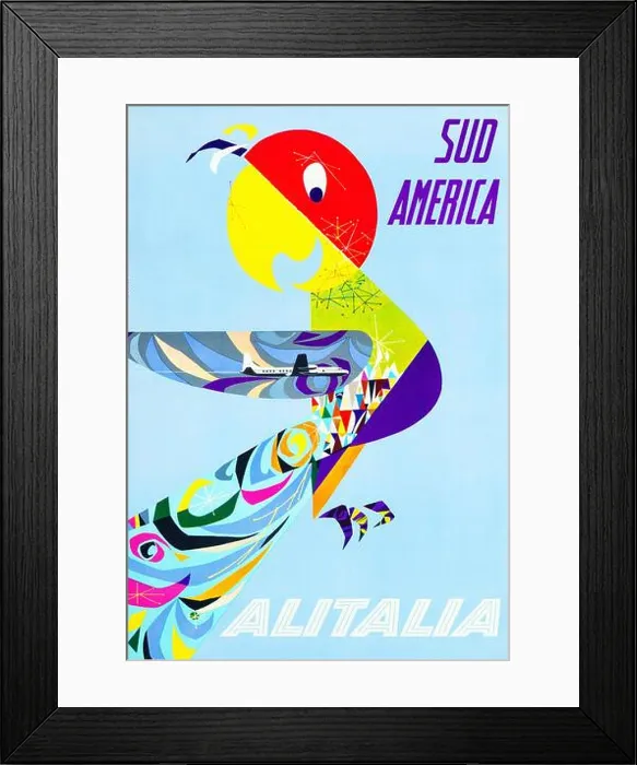 Framed Print : Vintage 1950s Travel Poster - Alitalia - Sud America - Gregori - 1950s Framed Print : Vintage 1950s Travel Poster - Alitalia - Sud America - Gregori - 1950s