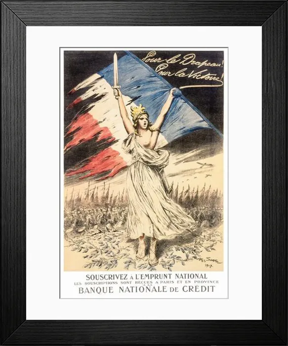 Framed Print : An early 20th century French advertising poster from World War One Framed Print : An early 20th century French advertising poster from World War One