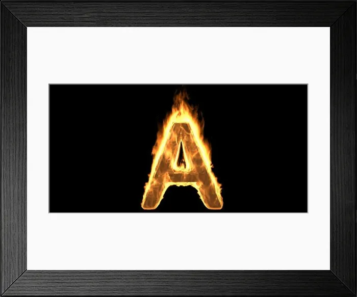 Framed Print : Fire alphabet letter A, flaming burn font Framed Print : Fire alphabet letter A, flaming burn font