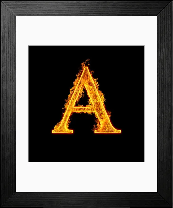 Framed Print : Fire alphabet letter A isolated on black background Framed Print : Fire alphabet letter A isolated on black background